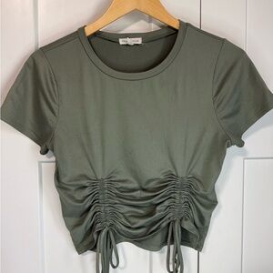 Moa Moa Ruched Olive Green Women's crop Top medium